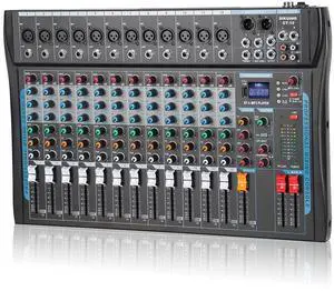 12 Channel Audio Interfacer Sound Board Mixer DJ Mixer 16-Bit DSP Effect USB Audio Mixer +48V Phantom Power Bluetooth Mixer for Karaoke Studio Streaming Recording,Live Streaming 12 Channel Audio Interfacer Sound Board Mixer DJ Mixer 16-Bit DSP Effect USB Audio Mixer +48V Phantom Power Bluetooth Mixer for Karaoke Studio Streaming Recording,Live Streaming