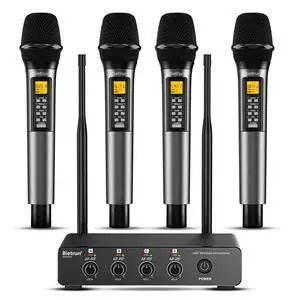 4 Channel Wireless Microphone with Echo/Treble/Bass, 160 ft UHF Range, 4 XLR+1/4Output, Metal Cordless Handheld Dynamic Mics System for Wedding, Church, Karaoke, Singing, DJ(Auto Connect) 4 Channel Wireless Microphone with Echo/Treble/Bass, 160 ft UHF Range, 4 XLR+1/4Output, Metal Cordless Handheld Dynamic Mics System for Wedding, Church, Karaoke, Singing, DJ(Auto Connect)