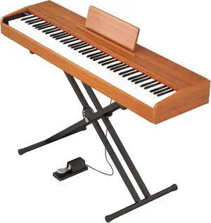 Digital Piano 88 key Semi Weighted Keyboard With X Stand & Sustain Pedal, Full-Size Beginner Electric Piano For Bluetooth, Headphone Mode, USB-MIDI (Brown) Digital Piano 88 key Semi Weighted Keyboard With X Stand & Sustain Pedal, Full-Size Beginner Electric Piano For Bluetooth, Headphone Mode, USB-MIDI (Brown)