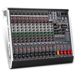 12 Channel Audio Mixer Professional Sound Mixing Board with 99 DSP Effects, 7-band EQ Digital DJ Mixer Console w/USB Bluetooth MP3 for Recording, Independent 48V Power & Mute Button 12 Channel Audio Mixer Professional Sound Mixing Board with 99 DSP Effects, 7-band EQ Digital DJ Mixer Console w/USB Bluetooth MP3 for Recording, Independent 48V Power & Mute Button