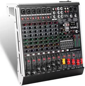 8 Channel Audio Mixer Professional Sound Mixing Board with 99 DSP Effects, 7-band EQ Digital DJ Mixer Console w/USB Bluetooth MP3 for Recording, Independent 48V Power & Mute Button 8 Channel Audio Mixer Professional Sound Mixing Board with 99 DSP Effects, 7-band EQ Digital DJ Mixer Console w/USB Bluetooth MP3 for Recording, Independent 48V Power & Mute Button