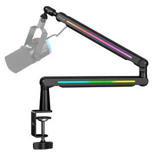 BM88Pro RGB Low Profile Microphone Boom Arm for Gaming Streaming | Adjustable Mic Stand, Controllable RGB, Desk Mount Clamp, Cable Management, Screw Adapter BM88Pro RGB Low Profile Microphone Boom Arm for Gaming Streaming | Adjustable Mic Stand, Controllable RGB, Desk Mount Clamp, Cable Management, Screw Adapter