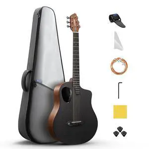 Acoustic Electric Guitar Kit for Beginner Intermediate Adult with Built-in Pickups, Carbon Fiber Top, Wooden Bowl, 38 Inch, RISING-G2 (Brown) Acoustic Electric Guitar Kit for Beginner Intermediate Adult with Built-in Pickups, Carbon Fiber Top, Wooden Bowl, 38 Inch, RISING-G2 (Brown)