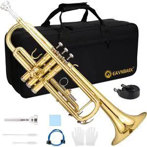 Bb Standard Trumpet Instrument Brass Student Trompeta Trumpet Set | Protable Hard Case Cleaning Kit 7C Mouthpiece and Gloves, School Band Approved Practice Trumpet Kit For Student Beginners Bb Standard Trumpet Instrument Brass Student Trompeta Trumpet Set | Protable Hard Case Cleaning Kit 7C Mouthpiece and Gloves, School Band Approved Practice Trumpet Kit For Student Beginners