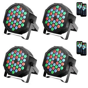 Dj Lights, 4 Pack 36 LED Par Lights Stage Lights with Sound Activated Remote Control & DMX Control, Stage Lighting Uplights for Wedding Club Music Show Christmas Holiday Party Lighting Dj Lights, 4 Pack 36 LED Par Lights Stage Lights with Sound Activated Remote Control & DMX Control, Stage Lighting Uplights for Wedding Club Music Show Christmas Holiday Party Lighting