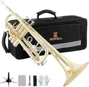 Bb Trumpet Student Trumpet Standard Trumpets Set with Hard Case, Stand,7C Mouthpiece, Gloves for Beginner, Advanced Students and Adult Gold Bb Trumpet Student Trumpet Standard Trumpets Set with Hard Case, Stand,7C Mouthpiece, Gloves for Beginner, Advanced Students and Adult Gold