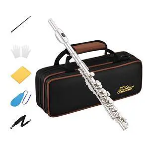 Piccolo Instrument for Beginners Students, Key of C Flute, Hard Case, Cleaning Kit, Gloves, 2-Piece, Nickel Plated, EPC-1 Piccolo Instrument for Beginners Students, Key of C Flute, Hard Case, Cleaning Kit, Gloves, 2-Piece, Nickel Plated, EPC-1