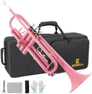 Bb Standard Trumpet Professional Brass Trumpets for Beginner Standard Student Trumpet Set with Hard Case,7C Mouthpiece,Gloves(Pink) Bb Standard Trumpet Professional Brass Trumpets for Beginner Standard Student Trumpet Set with Hard Case,7C Mouthpiece,Gloves(Pink)