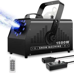 1500W Snow Machine: 9 LEDs Light - Wired & Wireless Remote Control- 7 Color Lights Effect - Snowflake Maker for Outdoor Party Wedding Stage Backyard Events 1500W Snow Machine: 9 LEDs Light - Wired & Wireless Remote Control- 7 Color Lights Effect - Snowflake Maker for Outdoor Party Wedding Stage Backyard Events