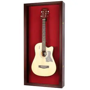 45" Acoustic Guitar Display Case Cabinet Wall Mountable Guitar Case Frame Fits Most Guitars 98% UV Protection Red Felt Interior Mahogany Finish 45" Acoustic Guitar Display Case Cabinet Wall Mountable Guitar Case Frame Fits Most Guitars 98% UV Protection Red Felt Interior Mahogany Finish