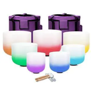 6-12inch 432hz Quartz Crystal Singing Bowls Set of 7 Gradient Design, for Mindfulness Meditation Yoga Sound Baths 6-12inch 432hz Quartz Crystal Singing Bowls Set of 7 Gradient Design, for Mindfulness Meditation Yoga Sound Baths