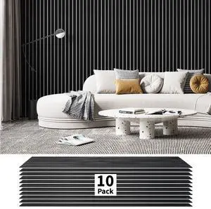 10 Pack Acoustic Panels, 48" X 12" X 0.43", Black and White | Soundproof Wall Panels, Self Adhesive, High Density Sound Absorbing, Acoustic Treatment for Recording Studio, Office 10 Pack Acoustic Panels, 48" X 12" X 0.43", Black and White | Soundproof Wall Panels, Self Adhesive, High Density Sound Absorbing, Acoustic Treatment for Recording Studio, Office