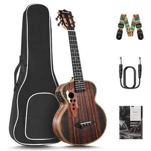 CT904 26" Ebony Tenor Electric Ukulele Kit w/Gigbag | LCD Color Display Tuner, Built-in EQ, Beginner to Pro, Padded Gig Bag, Strap & Strings Included CT904 26" Ebony Tenor Electric Ukulele Kit w/Gigbag | LCD Color Display Tuner, Built-in EQ, Beginner to Pro, Padded Gig Bag, Strap & Strings Included