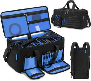 DJ Cable Bag with Detachable Dividers for Equipment and Music Gear, Blue | Laptop and Microphone Pocket, Versatile Carrying with Shoulder Strap, Durable Fabric, for Musicians and Audio Professionals DJ Cable Bag with Detachable Dividers for Equipment and Music Gear, Blue | Laptop and Microphone Pocket, Versatile Carrying with Shoulder Strap, Durable Fabric, for Musicians and Audio Professionals