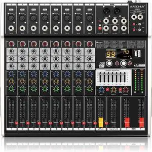 8-Channel DJ Audio Mixer with Bluetooth & 48V Phantom Power | Built-in 99 DSP Effects & 7-Band EQ, USB Recording Mixing Console for Live Streaming, Podcast, Recording, Karaoke & Stage 8-Channel DJ Audio Mixer with Bluetooth & 48V Phantom Power | Built-in 99 DSP Effects & 7-Band EQ, USB Recording Mixing Console for Live Streaming, Podcast, Recording, Karaoke & Stage