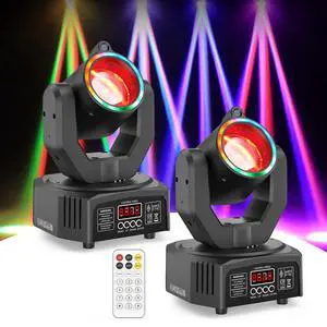 2-Pack Mini Moving Head Light, 50W LED Stage Lighting with Remote Control, Beam/Colorful Aperture/Starry Sky Effects for DJ Sets Party Family Gatherings Small Venues 2-Pack Mini Moving Head Light, 50W LED Stage Lighting with Remote Control, Beam/Colorful Aperture/Starry Sky Effects for DJ Sets Party Family Gatherings Small Venues