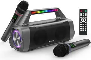 Karaoke Machine with Two Wireless Microphones,Portable Bluetooth Speaker for 100W Stereo Sound, IPX7 Waterproof Speaker with Remote Control Supports for USB,AUX,TWS,40H Playtime,BT 5.3,Rhythm Light Karaoke Machine with Two Wireless Microphones,Portable Bluetooth Speaker for 100W Stereo Sound, IPX7 Waterproof Speaker with Remote Control Supports for USB,AUX,TWS,40H Playtime,BT 5.3,Rhythm Light
