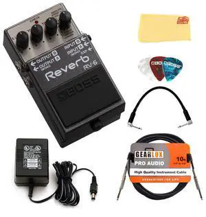 RV-6 Reverb Bundle with Gearlux Power Supply, Instrument Cable, Patch Cable, Picks, and Austin Bazaar Polishing Cloth RV-6 Reverb Bundle with Gearlux Power Supply, Instrument Cable, Patch Cable, Picks, and Austin Bazaar Polishing Cloth
