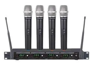 4 Handheld Wireless Microphone Cordless mics System | Ideal for church, Karaoke, Dj Party, Range up to 300 ft 4 Handheld Wireless Microphone Cordless mics System | Ideal for church, Karaoke, Dj Party, Range up to 300 ft