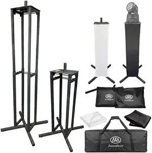AxcessAble Two (2) Moving Head Light Black Stands with White/Black Scrims, Portable DJ Lighting Stands with Carrying Bag and EVA Pads Adjustable Height Up to 70.5" (2-Stand Pack) AxcessAble Two (2) Moving Head Light Black Stands with White/Black Scrims, Portable DJ Lighting Stands with Carrying Bag and EVA Pads Adjustable Height Up to 70.5" (2-Stand Pack)