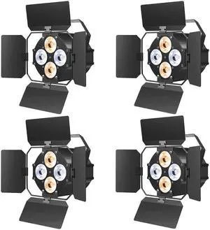 Stage Lights with Barn Doors, LED Par Lights Warm & Cool White Spotlights, Sound Activated DMX512 Professional Par Can Light for Theater Church Events Wedding Studio Concert 4 Packs Stage Lights with Barn Doors, LED Par Lights Warm & Cool White Spotlights, Sound Activated DMX512 Professional Par Can Light for Theater Church Events Wedding Studio Concert 4 Packs