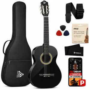 Beginner Acoustic Guitar Kit, 1/2 Junior Size All Wood Instrument with Full Accessory Kit, Picks, Shoulder Strap, Carry Case, Cleaning Cloth, Tuner App, 2 Month Lessons, 34 Beginner Acoustic Guitar Kit, 1/2 Junior Size All Wood Instrument with Full Accessory Kit, Picks, Shoulder Strap, Carry Case, Cleaning Cloth, Tuner App, 2 Month Lessons, 34