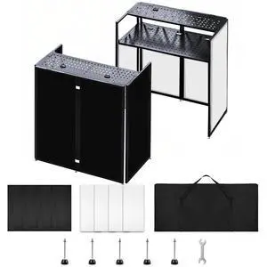Portable DJ Facade Booth, Foldable DJ Table Stand, 40x20x45 " Tabletop, DJ Facade Station for DJ Controller, Mixer & LaptopEvents&Parties Includes Carry Bag & Black and White Lighting Scrims Portable DJ Facade Booth, Foldable DJ Table Stand, 40x20x45 " Tabletop, DJ Facade Station for DJ Controller, Mixer & LaptopEvents&Parties Includes Carry Bag & Black and White Lighting Scrims