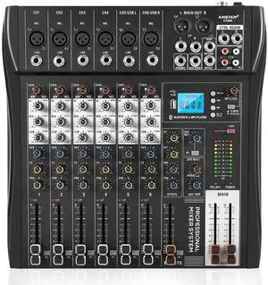 6-Channel Bluetooth Audio Mixer with 48V Phantom Power | Mixer Board with USB Audio Interface, Headphone Monitoring for Karaoke, Podcast, Music, Stage, Live Streaming & Recording 6-Channel Bluetooth Audio Mixer with 48V Phantom Power | Mixer Board with USB Audio Interface, Headphone Monitoring for Karaoke, Podcast, Music, Stage, Live Streaming & Recording