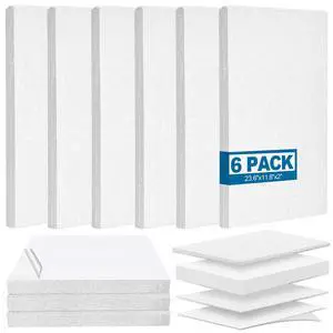 6 PCS Acoustic Panels, Large Soundproof Wall Panels, 2" Thick Fiberglass Sound Absorbing Panels, 23.6x11.8 Inches Sound Proof Foam Panels for Walls, Studio Home Offices (White) 6 PCS Acoustic Panels, Large Soundproof Wall Panels, 2" Thick Fiberglass Sound Absorbing Panels, 23.6x11.8 Inches Sound Proof Foam Panels for Walls, Studio Home Offices (White)