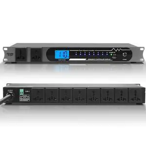 2000W 10 Socket Sequential Rack Professional Audio Power Conditioning Digital Voltmeter, USB, Surge Protector for Home Theater Stage/Studio (FL-1000) 2000W 10 Socket Sequential Rack Professional Audio Power Conditioning Digital Voltmeter, USB, Surge Protector for Home Theater Stage/Studio (FL-1000)