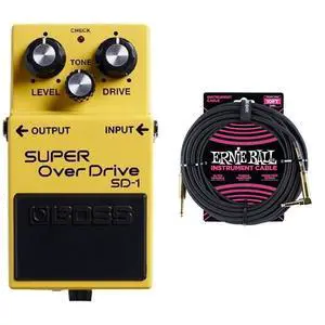 SD-1 Super Overdrive Pedal & Ernie Ball Braided Instrument Cable, Straight/Angle, 10ft, Black (P06081) SD-1 Super Overdrive Pedal & Ernie Ball Braided Instrument Cable, Straight/Angle, 10ft, Black (P06081)