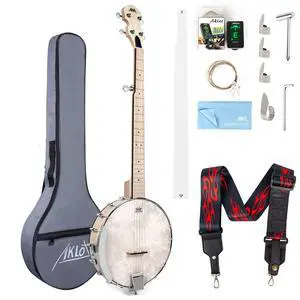 5 String Banjos Full Size Open Back Banjo Adjustable Maple Body Remo Head with 2 Tuning Wrench, 4 Picks, Strings, Tuner, Strap Ruler, Cleaning Cloth, Gig Bag for New Beginner Professional 5 String Banjos Full Size Open Back Banjo Adjustable Maple Body Remo Head with 2 Tuning Wrench, 4 Picks, Strings, Tuner, Strap Ruler, Cleaning Cloth, Gig Bag for New Beginner Professional