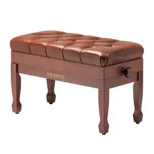 Genuine Leather Duet Piano Bench with Storage,Adjustable Heavy Duty Wooden Double Keyboard Seat XHJ-11G(Brown) Genuine Leather Duet Piano Bench with Storage,Adjustable Heavy Duty Wooden Double Keyboard Seat XHJ-11G(Brown)