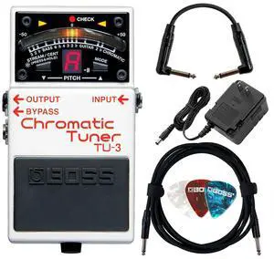 TU-3 Chromatic Tuner Pedal Bundle with Gearlux Power Supply, Instrument Cable, Patch Cable, and Picks TU-3 Chromatic Tuner Pedal Bundle with Gearlux Power Supply, Instrument Cable, Patch Cable, and Picks