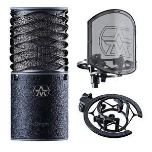 Origin Black Bundle Production Kit Pairing a Rock'n'Roll Black Version of Aston's Legendary Origin Microphone with The Swiftshield Pop Filter and Shock Mount Set Origin Black Bundle Production Kit Pairing a Rock'n'Roll Black Version of Aston's Legendary Origin Microphone with The Swiftshield Pop Filter and Shock Mount Set