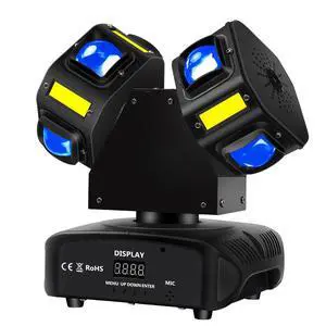 Moving Head DJ Light, Mini Double Heads 10 LED RGBW Beam,10 LEDs Golden Strobe Sound Activated DMX 512 Stage Lights for DJ KTV Disco Party, Black Moving Head DJ Light, Mini Double Heads 10 LED RGBW Beam,10 LEDs Golden Strobe Sound Activated DMX 512 Stage Lights for DJ KTV Disco Party, Black