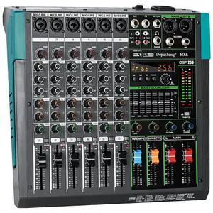 MX6 6 Channel Sound Mixer Audio Mixing Console 48V 256DSP Professional USB PC Play Record Podcast Live Broadcast (US MX6) MX6 6 Channel Sound Mixer Audio Mixing Console 48V 256DSP Professional USB PC Play Record Podcast Live Broadcast (US MX6)