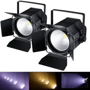 COB Stage Lights with Barn Doors, COB Par Light 200W LED 3500~7500K Warm White & White, DMX512 Master-Slave Sound DJ Lighting Spotlight Fresnel for Church Concert Wedding COB Stage Lights with Barn Doors, COB Par Light 200W LED 3500~7500K Warm White & White, DMX512 Master-Slave Sound DJ Lighting Spotlight Fresnel for Church Concert Wedding