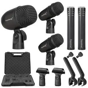 5-Piece Wired Dynamic Drum Mic Kit (Whole Metal) Kick Bass, Tom/Snare & Cymbals Microphone-Use for Drums, Vocal, Other Instrument Complete with Thread Clip 7 On Stage Audio Cables 5-Piece Wired Dynamic Drum Mic Kit (Whole Metal) Kick Bass, Tom/Snare & Cymbals Microphone-Use for Drums, Vocal, Other Instrument Complete with Thread Clip 7 On Stage Audio Cables