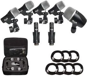 Stage7 Premium 7-Piece Drum Instrument Mic Pack with Vinyl Carrying Case + 7 On Stage Microphones Cables, 20 Feet Stage7 Premium 7-Piece Drum Instrument Mic Pack with Vinyl Carrying Case + 7 On Stage Microphones Cables, 20 Feet