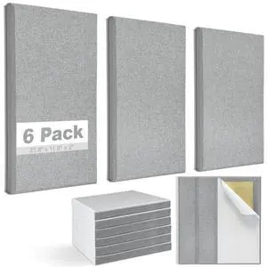 6pcs Fiberglass Acoustic Panels, 23.6" x 11.8" x 2" Thick Sound Proofing Foam Wall Panels, Self-Adhesive High Density Sound Dampening Panels for Studio, Home Theater & Office, Noise Canceling 6pcs Fiberglass Acoustic Panels, 23.6" x 11.8" x 2" Thick Sound Proofing Foam Wall Panels, Self-Adhesive High Density Sound Dampening Panels for Studio, Home Theater & Office, Noise Canceling