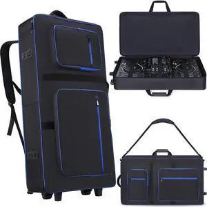 DJ Controller Case with Wheels Compatible with XDJ-AZ | 10MM Soft Thick Padded, Multiple Accessory Pockets, Backpack-straps & Shoulder Strap, Rolling DJ Bag for DJ Controller DJ Controller Case with Wheels Compatible with XDJ-AZ | 10MM Soft Thick Padded, Multiple Accessory Pockets, Backpack-straps & Shoulder Strap, Rolling DJ Bag for DJ Controller