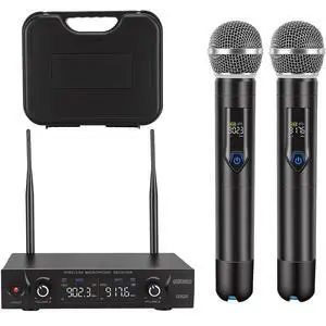 Wireless Microphone System with case, Metal UHF Dual Handheld 20 Channels Professional Cordless Mic System for Church, DJ, Karaoke,Wedding, Home KTV Set (Blue) Wireless Microphone System with case, Metal UHF Dual Handheld 20 Channels Professional Cordless Mic System for Church, DJ, Karaoke,Wedding, Home KTV Set (Blue)