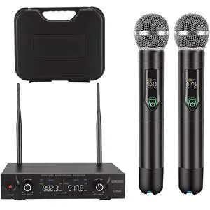 Wireless Microphone System with case, Metal UHF Dual Handheld 20 Channels Professional Cordless Mic System for Church, DJ, Karaoke,Wedding, Home KTV Set (Green) Wireless Microphone System with case, Metal UHF Dual Handheld 20 Channels Professional Cordless Mic System for Church, DJ, Karaoke,Wedding, Home KTV Set (Green)