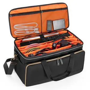 Large Travel DJ Cable File Bag with Inner Detachable Divider | with Padded Compartment for 15.6 Laptop, Cable Organizer Bag for Cords, Sound Equipment, DJ Gear, Musician Accessories Large Travel DJ Cable File Bag with Inner Detachable Divider | with Padded Compartment for 15.6 Laptop, Cable Organizer Bag for Cords, Sound Equipment, DJ Gear, Musician Accessories