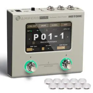 Multi Effects Processor Pedal Guitar Bass Amp Modeling IR Cabinets Simulation Multi LanguageStereo OTG USB Audio Interface Ampero Mini MP-50 (Include 10 PCS Additional Footswitch Toppers) Multi Effects Processor Pedal Guitar Bass Amp Modeling IR Cabinets Simulation Multi LanguageStereo OTG USB Audio Interface Ampero Mini MP-50 (Include 10 PCS Additional Footswitch Toppers)