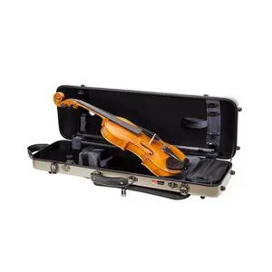 Poly Carbon Oblong Violin Case for 4/4 Full-Size | Matte Champagne Finish, Hygrometer, Music Pouch, Accessory Storage Lightweight Hard Shell Poly Carbon Oblong Violin Case for 4/4 Full-Size | Matte Champagne Finish, Hygrometer, Music Pouch, Accessory Storage Lightweight Hard Shell