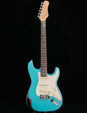 Relic Electric Guitar,Roasted Maple Neck and Rosewood fingerboard,Bone Nut,6-String Relic Guitar,Professional/Full Size/Electric Guitars for Adults (Miami Blue) Relic Electric Guitar,Roasted Maple Neck and Rosewood fingerboard,Bone Nut,6-String Relic Guitar,Professional/Full Size/Electric Guitars for Adults (Miami Blue)