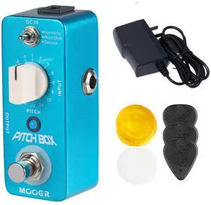 Guitar Pitch Box Harmony, Pitch Shift, Detune Pedal with Pedalboard Footswitch Toppers, Guitar Picks, 9V 300mA Power Supply Guitar Pitch Box Harmony, Pitch Shift, Detune Pedal with Pedalboard Footswitch Toppers, Guitar Picks, 9V 300mA Power Supply