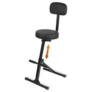 Guitar Stool With Backrest, Height Adjustable Seat With Hanger for Acoustic, Electric & Bass Guitars, Musician Drum Throne for Adults, Drummer, and Guitarist, SGT-30B Guitar Stool With Backrest, Height Adjustable Seat With Hanger for Acoustic, Electric & Bass Guitars, Musician Drum Throne for Adults, Drummer, and Guitarist, SGT-30B